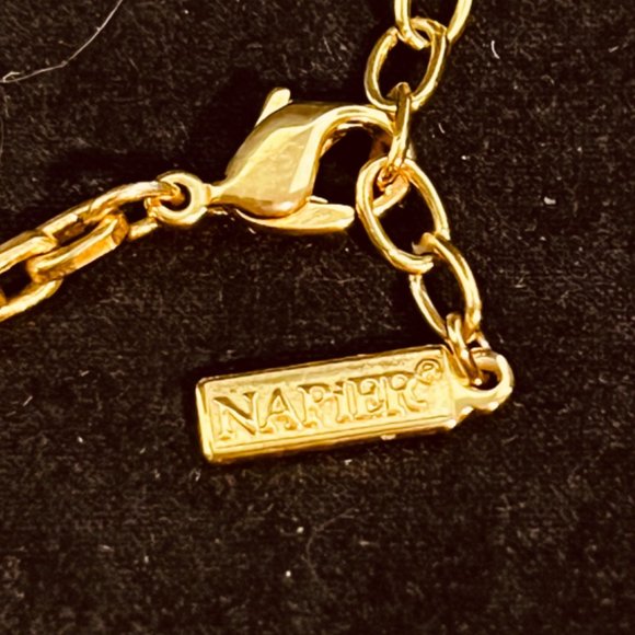 Vintage Napier Gold Tone Necklace With Mock Tortoise Shell Pendant (4127) - Picture 6 of 6